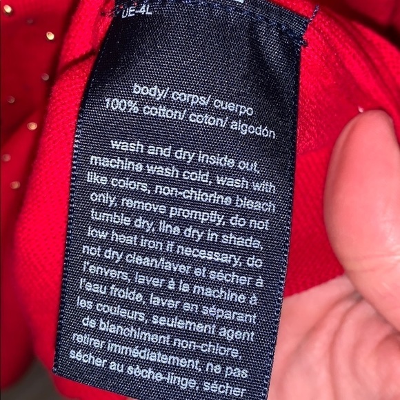 Tommy Hilfiger red vneck embellished sweater - Picture 7 of 7